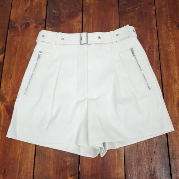 3.1 Phillip Lim Vegan Leather Belted Waist Utility Shorts Size 2 - Picture 10 of 16